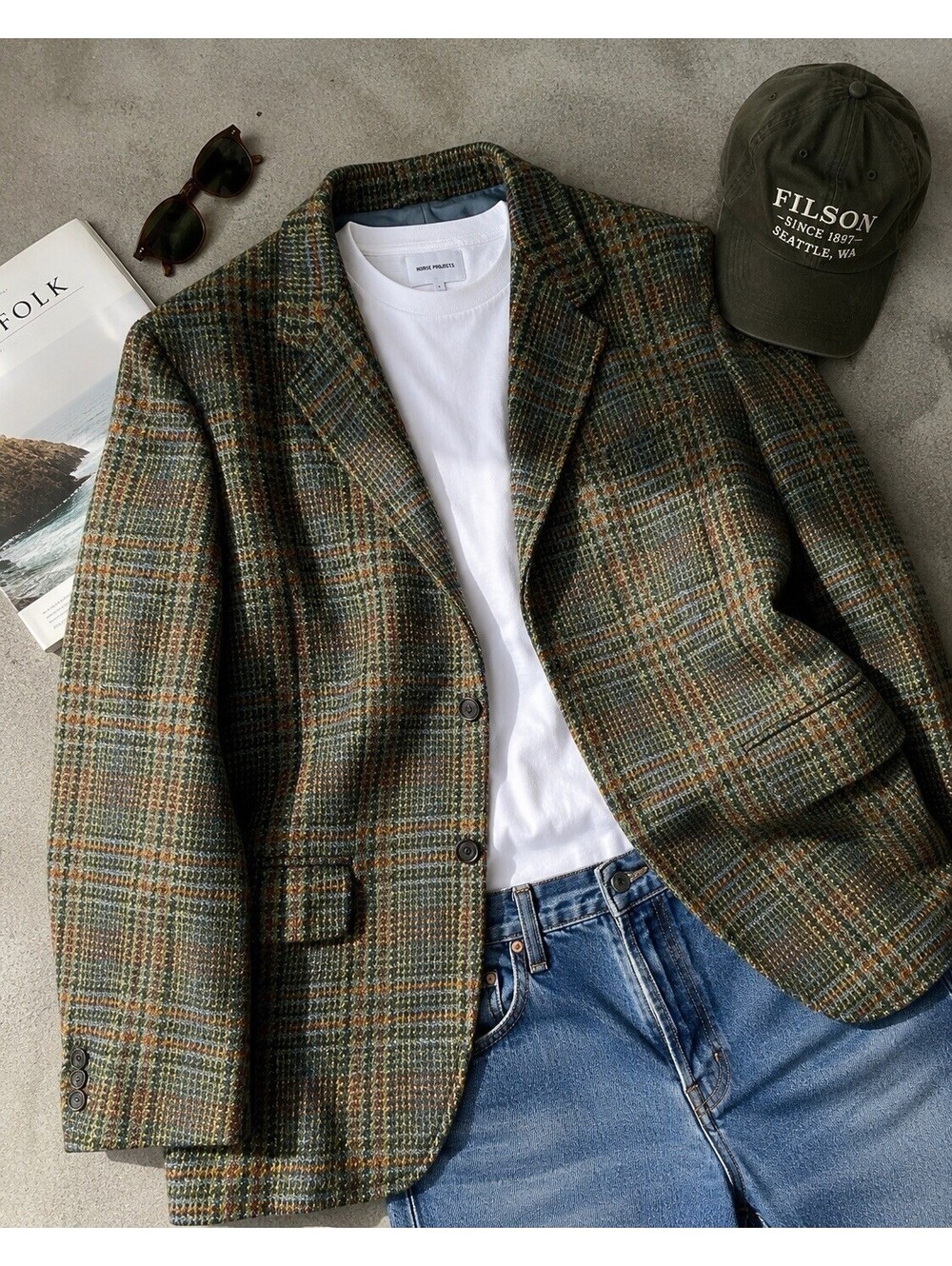 Vintage Harris Tweed Scottish Wool Plaid Sport Coat Blazer Men’s 40R
